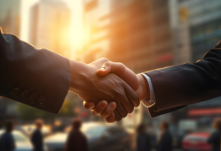 Attorney and client shaking hands